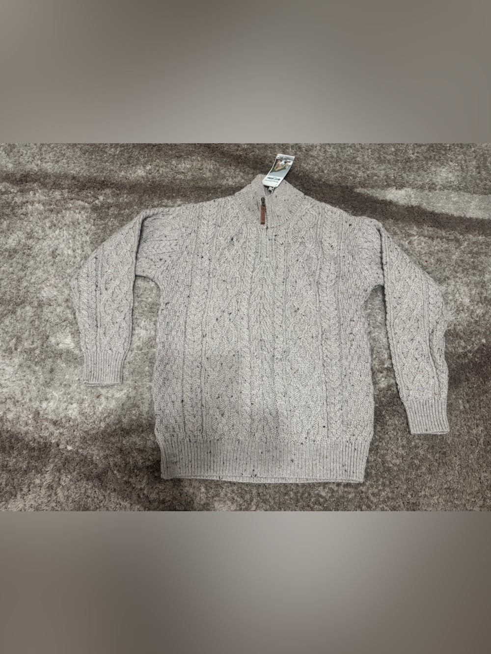 Aran crafts zip neck Aran jacket